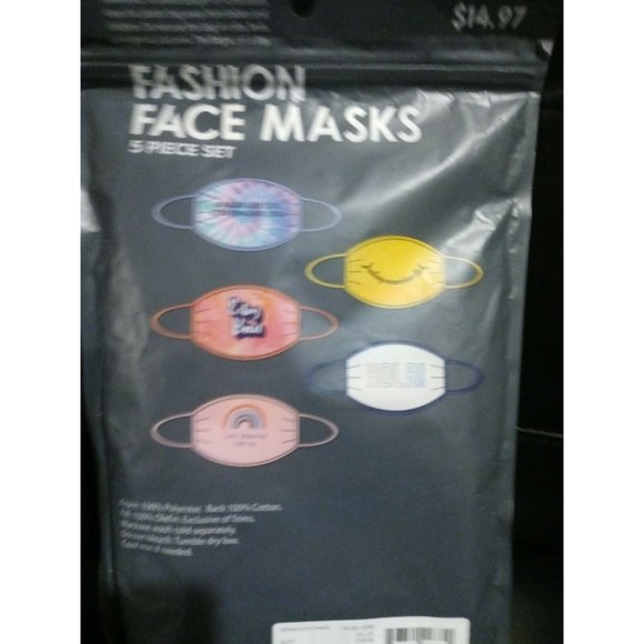 Fashion Face Sports Mask, 5-Pack, Washable Re-Usable. One Size Fits Most Adults - Picture 9 of 11
